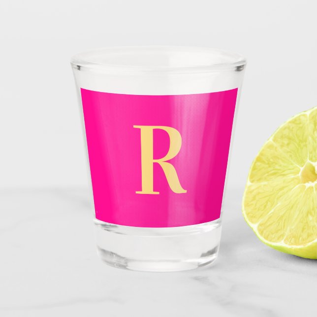Verre A Shot Monogramme simple et moderne Hot rose (Devant)