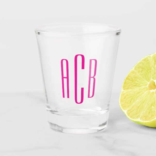 Verre A Shot Monogramme trois lettres rose chaud (Devant)