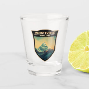 Verre A Shot Mont Everest Himalayas Aquarelle Vintage