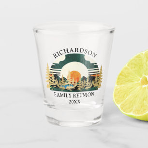 Verre A Shot Montagnes Coucher de soleil Green Custom Camp Retr