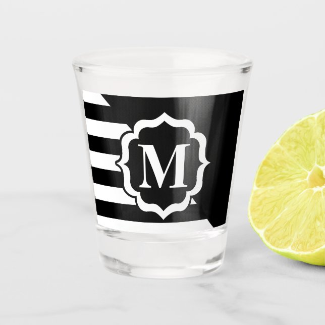 Verre A Shot Motif Abstrait noir et blanc (Devant)