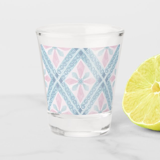 Verre A Shot motif bleu en forme de diamant (Devant)