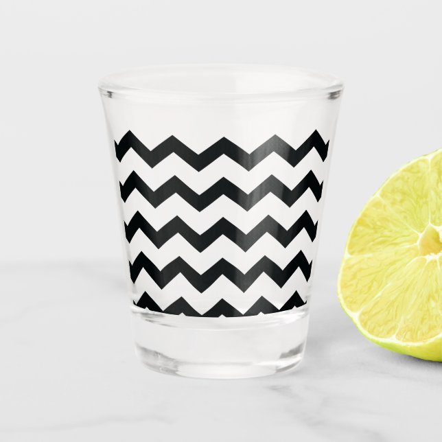 Verre A Shot Motif Chevron noir et blanc (Devant)
