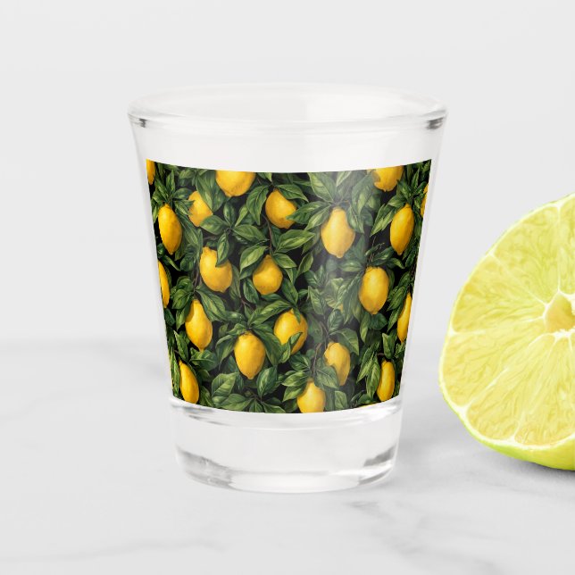 Verre A Shot Motif d'arbre d'agrumes citron vibrant (Devant)