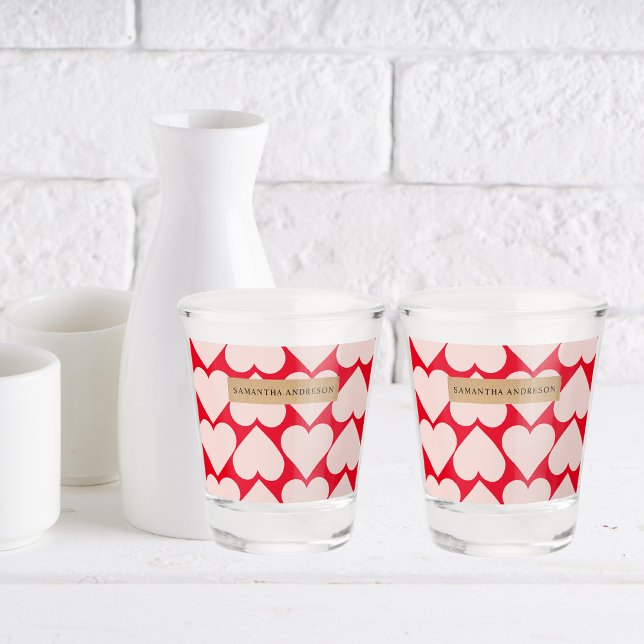 Verre A Shot Motif de coeur romantique et rouge moderne (Créateur téléchargé)