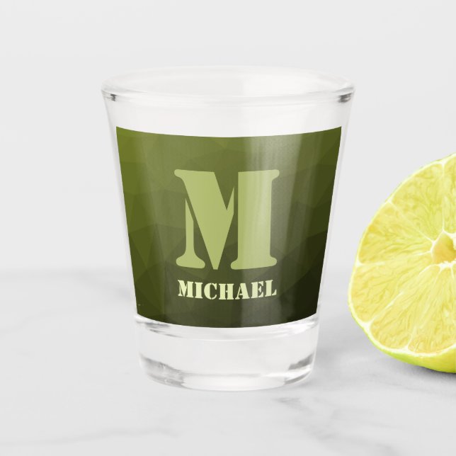 Verre A Shot Motif de maillage géométrique d'olive verte de l'a (Devant)