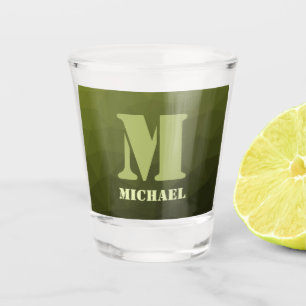 Verre A Shot Motif de maille géométrique olive verte de l'armée