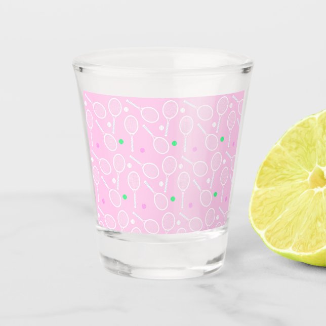 Verre A Shot Motif de raquette de tennis rose (Devant)