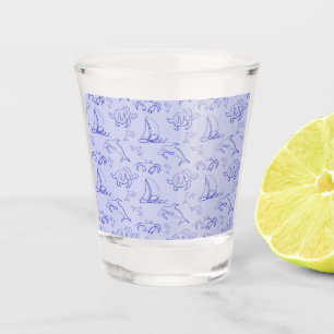 Verre A Shot Motif d'une ligne d'animal marin et voilier