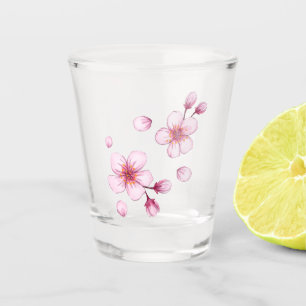 Verre A Shot Motif en fleurs de cerisier rose