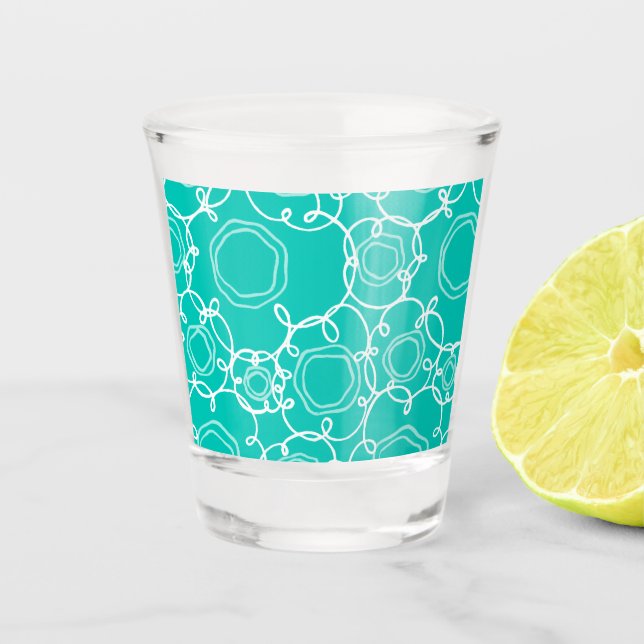 VERRE A SHOT MOTIF FLORAL ABSTRAIT SAPHIR (Devant)