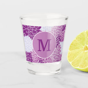 Verre A Shot Motif Floral violet monogramme