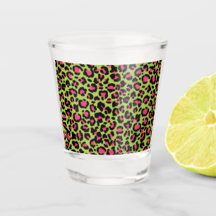 Verre A Shot Motif léopard en framboise sur Lime Green