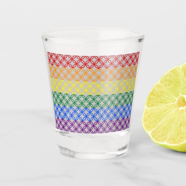 Verre A Shot Motifs de fierté | Cercles d'interverrouillage (Devant)