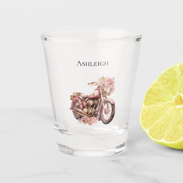 Verre A Shot Motocyclette florale rose   (Devant)