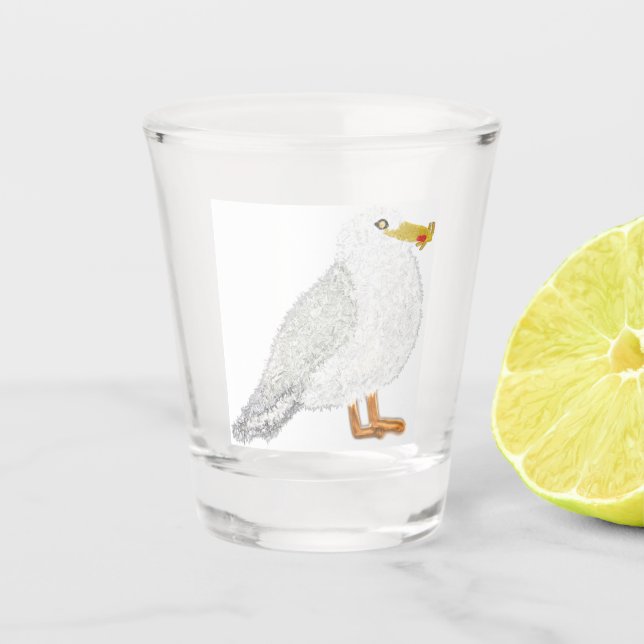 Verre A Shot Mouette heureuse moderne avec frites (Devant)