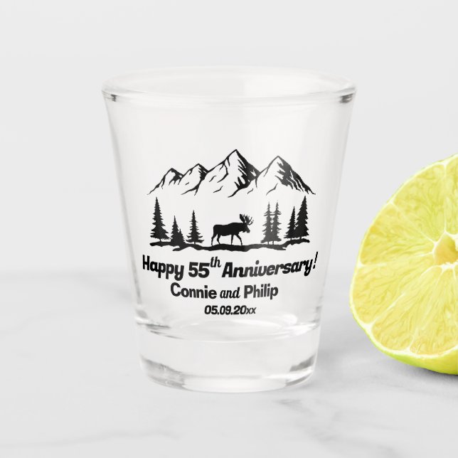 Verre A Shot Mountains and Moose 55th Wedding Anniversary (Devant)