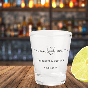 Verre A Shot Mr mrs newly weds wedding party