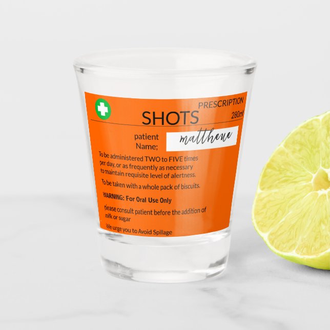 Verre A Shot Mug d'ordonnance personnalisé et drôle (Devant)