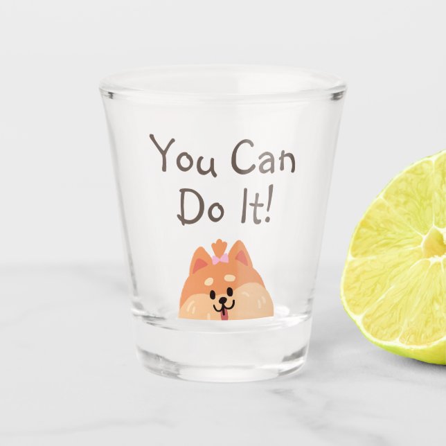 Verre A Shot N'abandonne jamais et mignonne chiot (Devant)