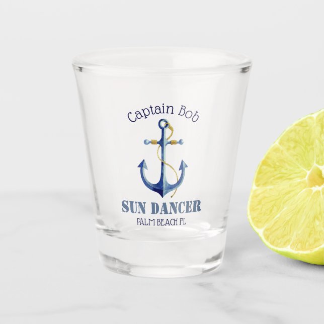 Verre A Shot Name Boat Name Anchor Authentic Nautical Captain's (Devant)