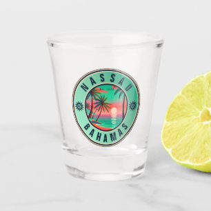 Verre A Shot Nassau Bahamas Retro Voyage Souvenir 1950