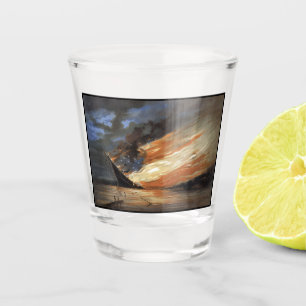 Verre A Shot Navire amiral rebelle de la guerre civile en feu d