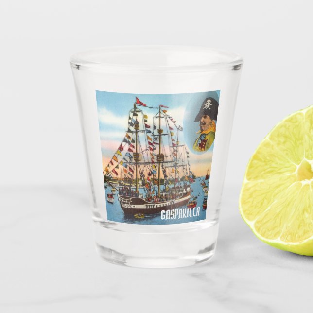 Verre A Shot Navire vintage Gasparilla Pirate Tampa (Devant)