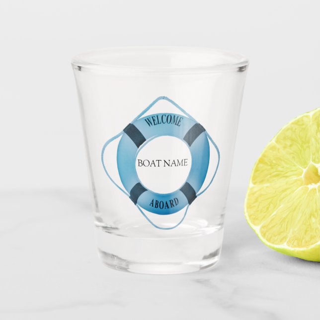 Verre A Shot Navires nautiques Roue Helm avec votre nom de bate (Devant)