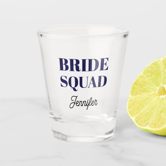Verre A Shot Navy Blue Wedding Bride Squad Personalized (Devant)