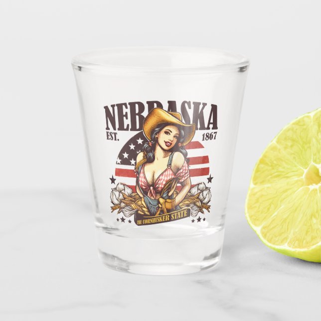 Verre A Shot Nebraska L'État Cornhusker (Devant)