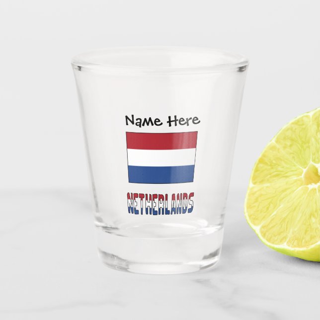 Verre A Shot Netherlands and Netherlander Flag with Your Name (Devant)