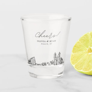 Verre A Shot Newark Wedding Favor Personnalisé Cheers