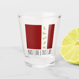 Verre A Shot Noël Chat Amoureux Rouge Blanc Or Moderne