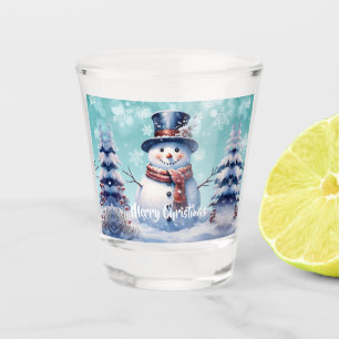 Verre A Shot Noël de la forêt d'hiver Sarcelle