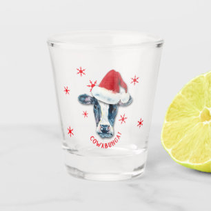 Verre A Shot Noël drôle de la vache Père Noël Cowabunga