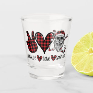 Verre A Shot Noël gothique Peace Love et Père Noël Skull