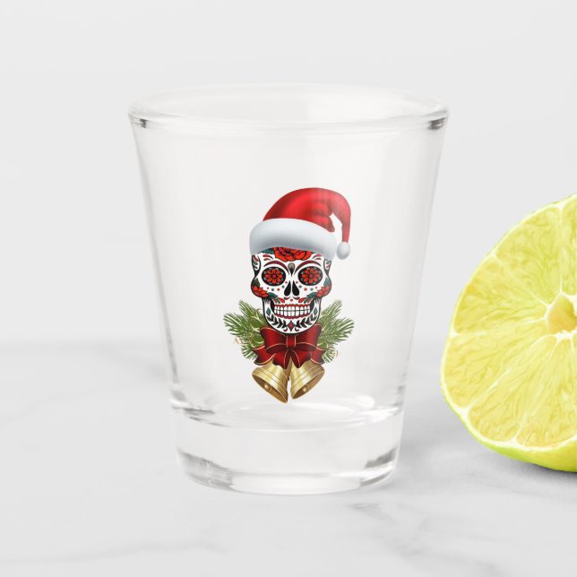 Verre A Shot Noël Père Noël Jour Du Crâne Sugar Morts (Devant)