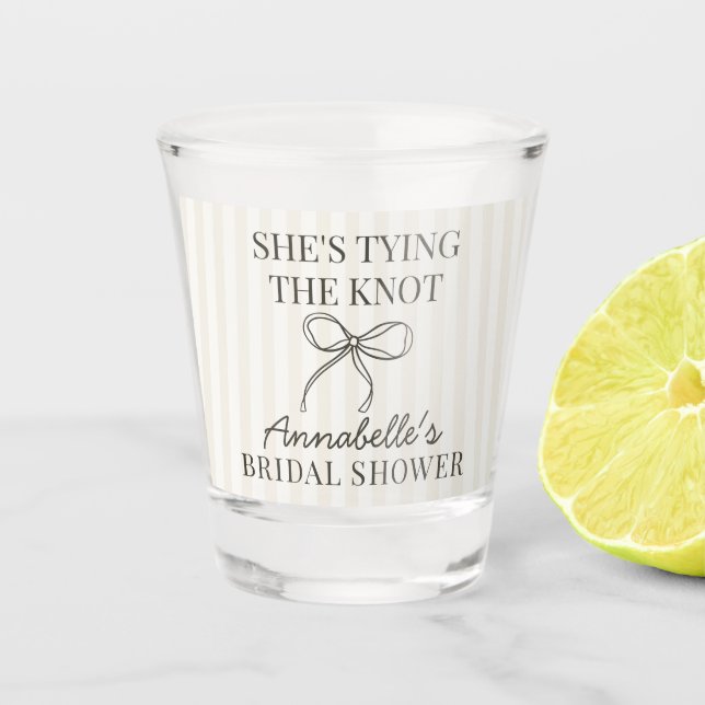 Verre A Shot Noeud beige Coquette noir, Cadeau pour une fête de (Devant)