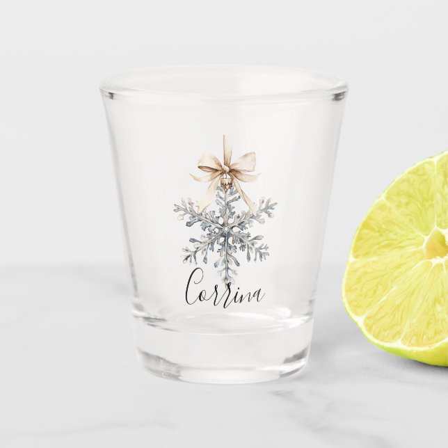 Verre A Shot Nœud Crème Flocon d'Argent (Devant)
