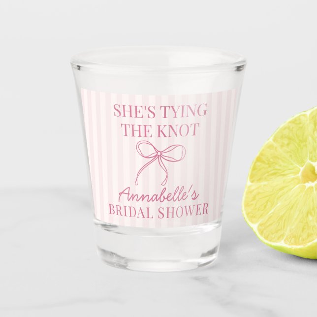 Verre A Shot Nœud pastel ruban coquette rose faveur de mariage (Devant)