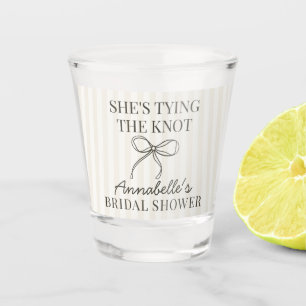 Verre A Shot Noir Coquette Nœud Beige Faveur de Mariage Cérémon
