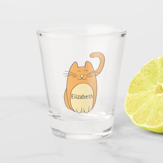 Verre A Shot Nom d'ajout de chat de dessin (Devant)