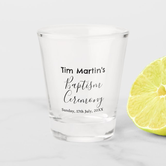Verre A Shot nom date cérémonie de baptême catholique simple mi (Devant)