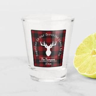 Verre A Shot Nom de famille Cerf Plaid Rouge et Noir Buffalo