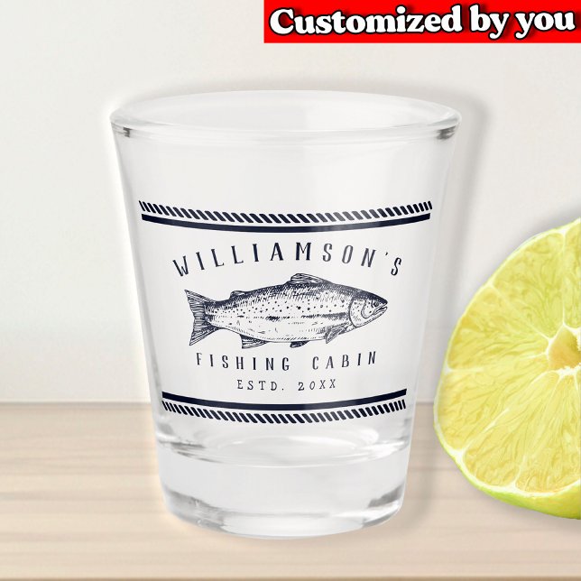 Verre A Shot Nom de famille du Cabine de pêche Minimal Marine b (Créateur téléchargé)