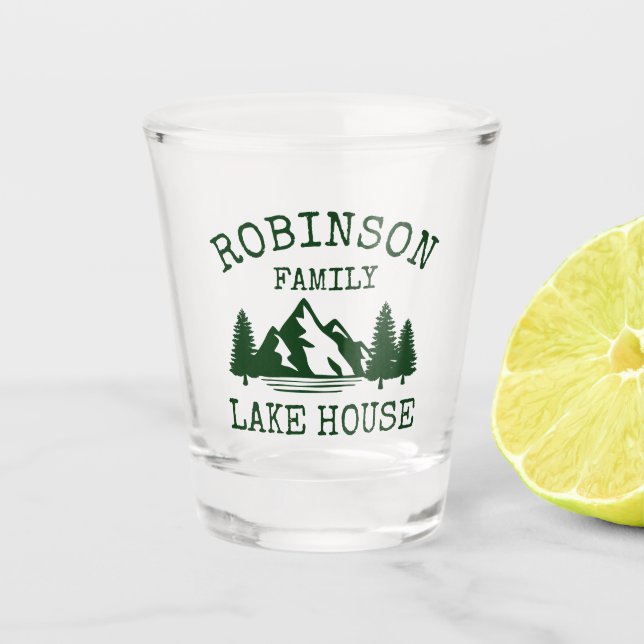 Verre A Shot Nom de famille Lake House Forest Green Trees (Devant)