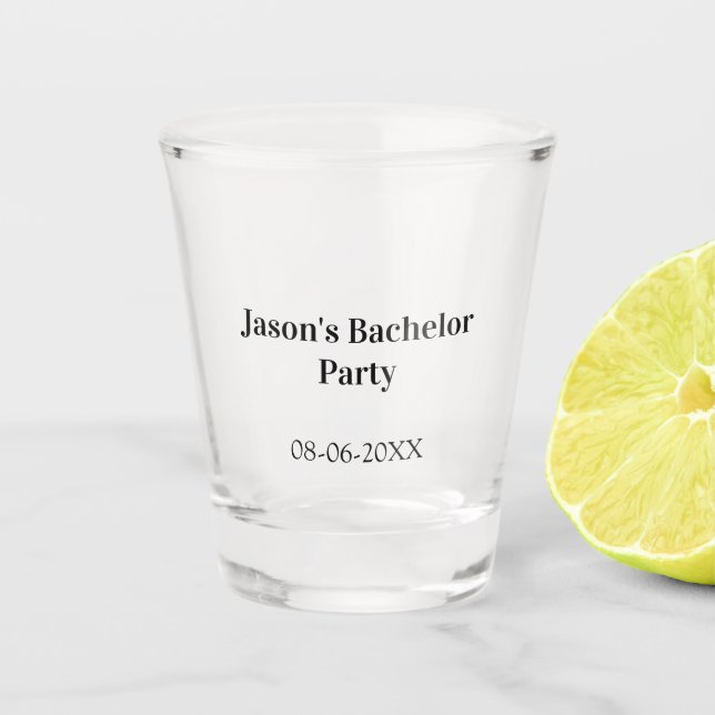 Verre A Shot Nom de la fête de Bachelor date simple minimal mei (Devant)