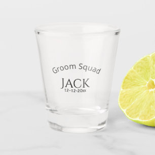 Verre A Shot nom de l'équipe du marié date année lettre grasse