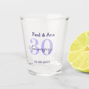 Verre A Shot nom de lettre gras violet 30e anniversaire simple